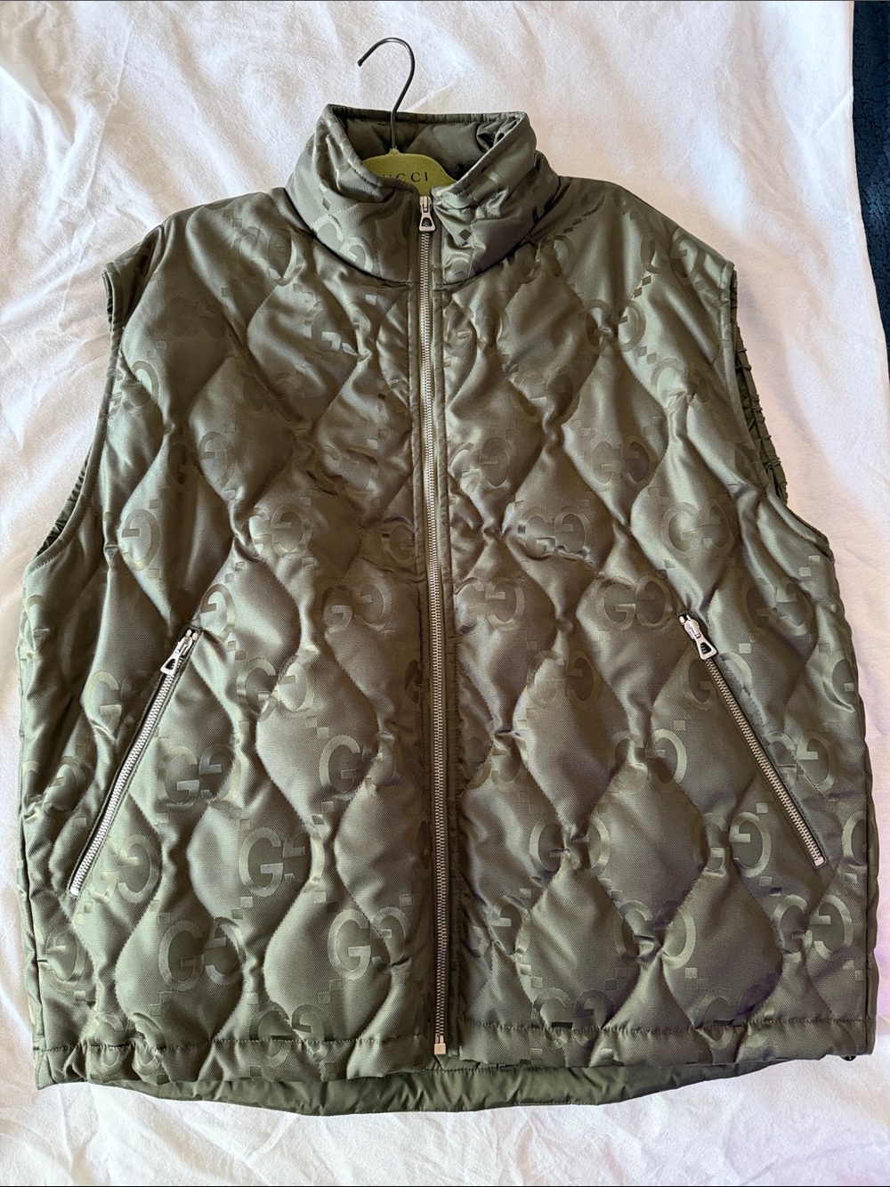 Gucci Quilted GG Jacquard Vest in Olive